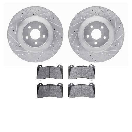 DYNAMIC FRICTION CO 7302-54235, Rotors-Drilled and Slotted-Silver with 3000 Series Ceramic Brake Pads, Zinc Coated 7302-54235